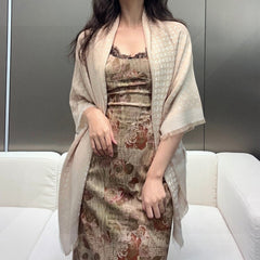 LV SCARF 120 CM IN WOOL MIX SILK 737297