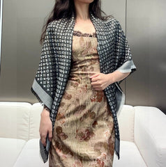 LV SCARF 120 CM IN WOOL MIX SILK 737299