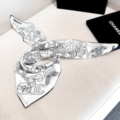 CHANEL 25S SCARF 90 IN TWILL SILK 740294