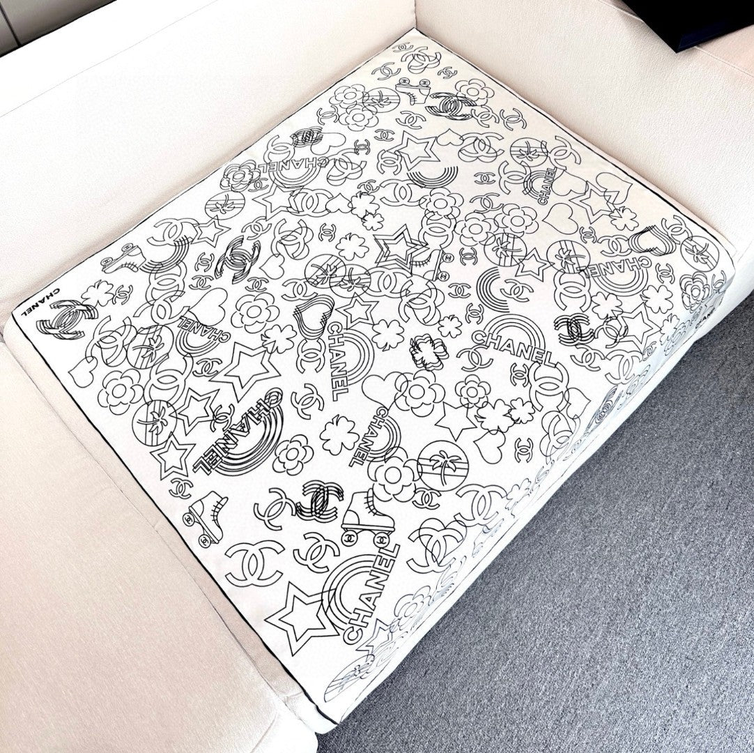 CHANEL 25S SCARF 90 IN TWILL SILK 740294