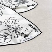 CHANEL 25S SCARF 90 IN TWILL SILK 740294