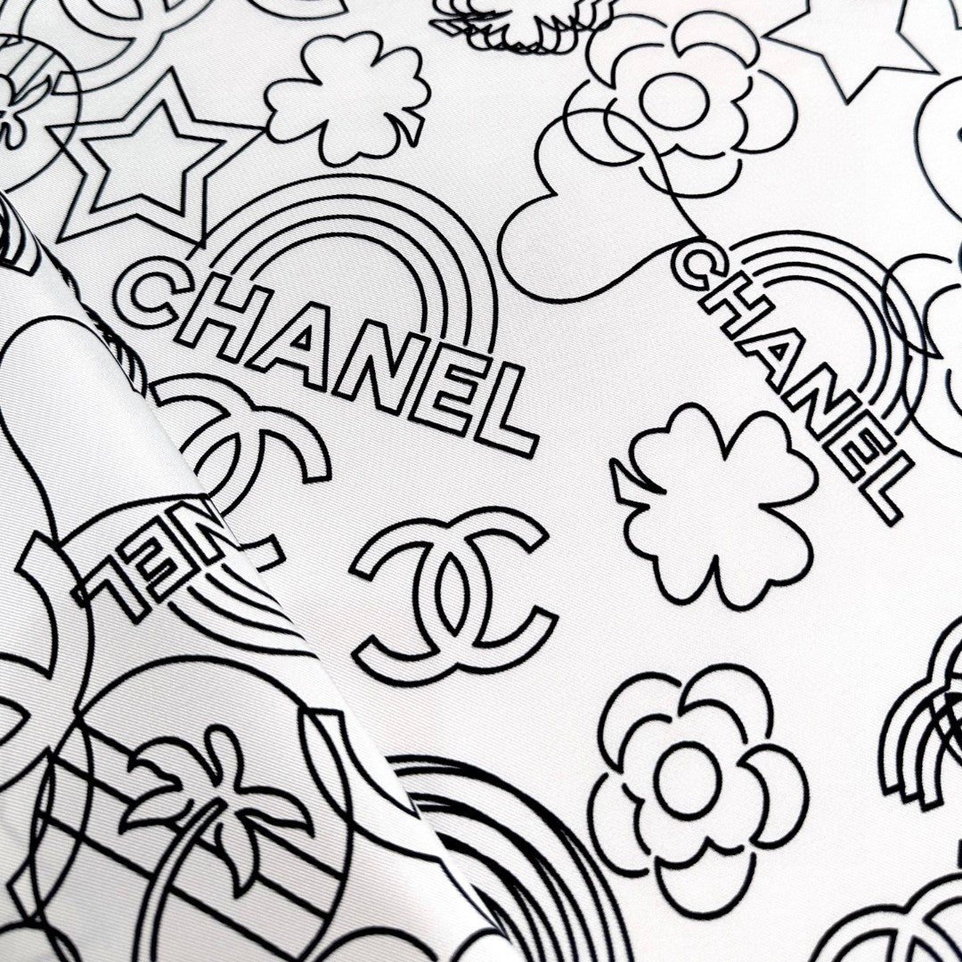 CHANEL 25S SCARF 90 IN TWILL SILK 740294