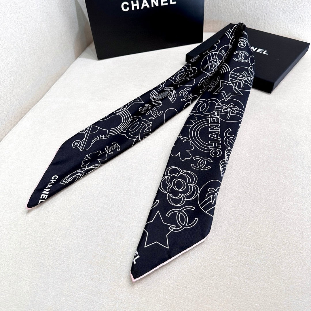 CHANEL 25S SCARF 90 IN TWILL SILK 740295