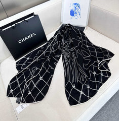 CHANEL 25S SCARF 140 IN CASHMERE SILK 727348