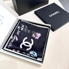 CHANEL 25S SCARF 90 IN SILK 735829