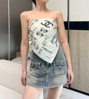 CHANEL 25S SCARF 90 IN SILK 735830