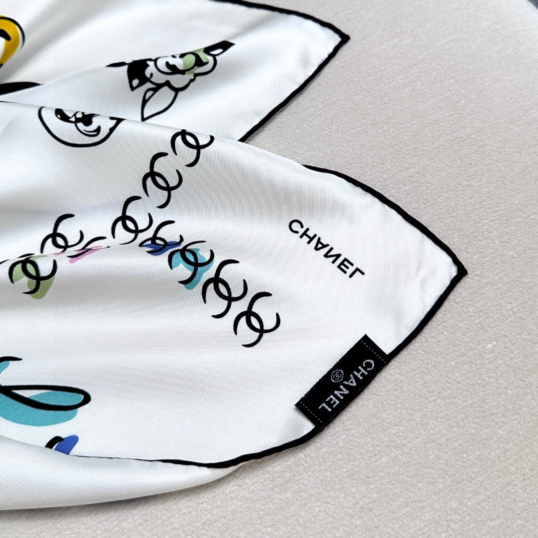 CHANEL 25S SCARF 90 IN SILK 735830