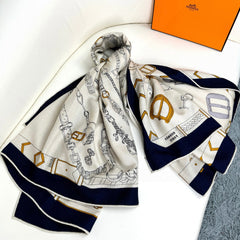 HERMES 25S SCARF 135 IN CASHMERE SILK 737311