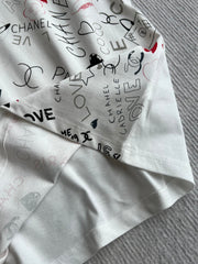 CHANEL OFF-WHITE LOGO PRINT T-SHIRT