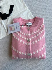 Chanel 25P Cardigan Pink Mix White Cashmere 229516