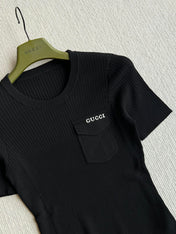GUCCI SHORT-SLEEVE KNIT TOP 242809