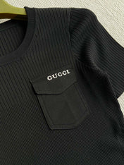 GUCCI SHORT-SLEEVE KNIT TOP 242809