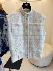 CC 2025 Vest Beige Apricot Tweed Fabric