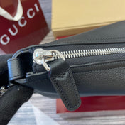 BODY SHOULDER BAG 40 IN BLACK CALFSKIN SILVER HARDWARE
