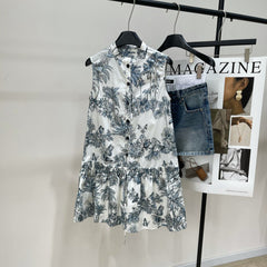 DIOR SLEEVELESS BLAZER DRESS WITH PALM TREE PRINT 267896