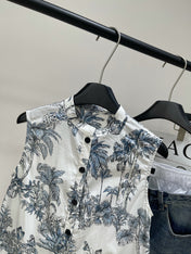 DIOR SLEEVELESS BLAZER DRESS WITH PALM TREE PRINT 267896