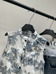 DIOR SLEEVELESS BLAZER DRESS WITH PALM TREE PRINT 267896