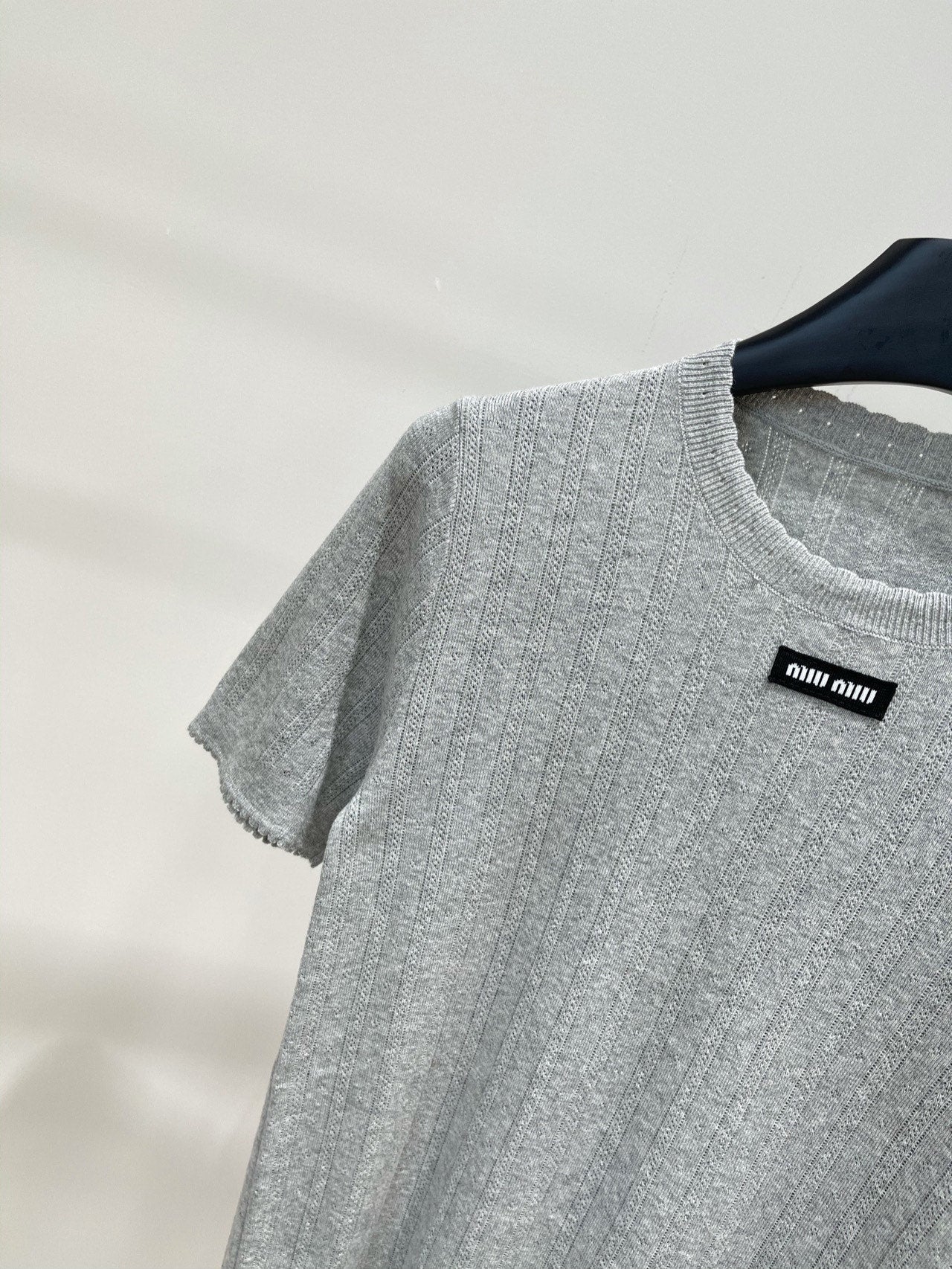 MIUMIU CREW NECK SHORT SLEEVE KNIT TOP 273085