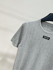 MIUMIU CREW NECK SHORT SLEEVE KNIT TOP 273085