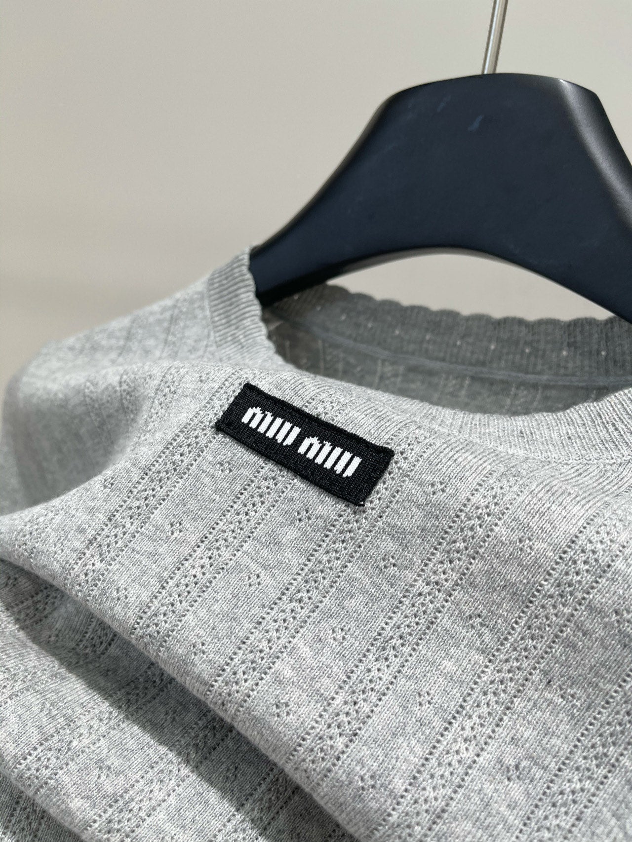 MIUMIU CREW NECK SHORT SLEEVE KNIT TOP 273085