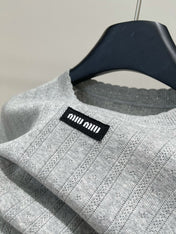 MIUMIU CREW NECK SHORT SLEEVE KNIT TOP 273085