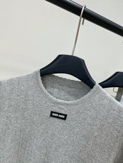 MIUMIU CREW NECK SHORT SLEEVE KNIT TOP 273085