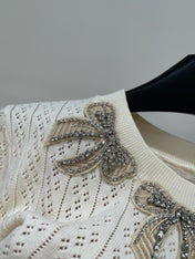 VALENTINO SHORT SLEEVE TOP WITH SEQUIN BOW 273160