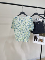 LOEWE SHORT-SLEEVE SWEATER WITH FLORAL KNIT 275922