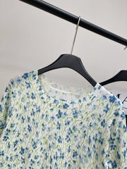 LOEWE SHORT-SLEEVE SWEATER WITH FLORAL KNIT 275922