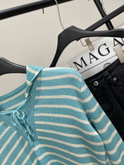 DIOR LONG-SLEEVE SWEATER WITH NAVY STRIPED COLLAR 275933