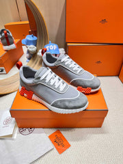 BOUNCING SNEAKER IN SMOKE GRAY SUEDE AND CALFSKIN