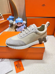 BOUNCING SNEAKER IN PALE GRAY SUEDE AND CALFSKIN