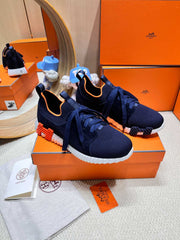 DEPART SLIP-ON SNEAKER IN NAVY BLUE KNIT AND CALFSKIN