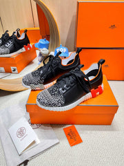 DEPART SLIP-ON SNEAKER IN WHITE MIX BLACK KNIT AND CALFSKIN