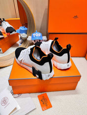 DEPART SLIP-ON SNEAKER IN WHITE MIX BLACK KNIT AND CALFSKIN