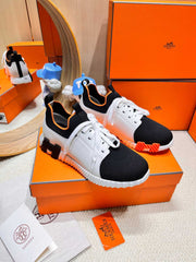 DEPART SLIP-ON SNEAKER IN WHITE MIX BLACK KNIT AND CALFSKIN