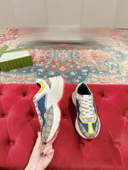 GG RHYTON TRAINER LIGHT BROWN AND LEMON CALFSKIN