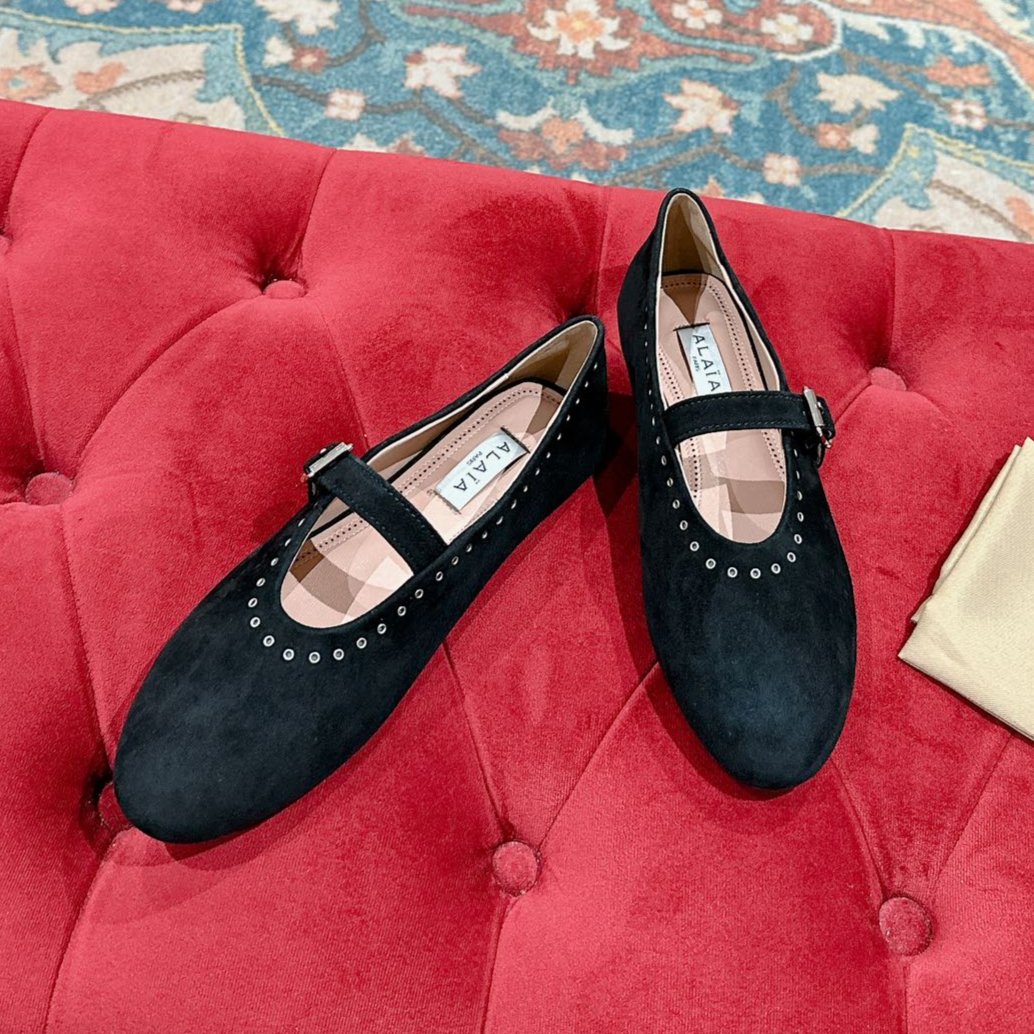 ALAIA MARY JANE IN BLACK SUEDE WITH SILVER HARDWARE