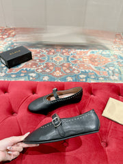 ALAIA MARY JANE IN BLACK LAMBSKIN WITH SILVER HARDWARE