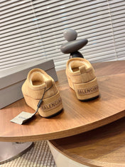 BALENCIAGA 25S AURALEE SLIP-ON 50 MM IN WARM BEIGE BROWN SUEDE