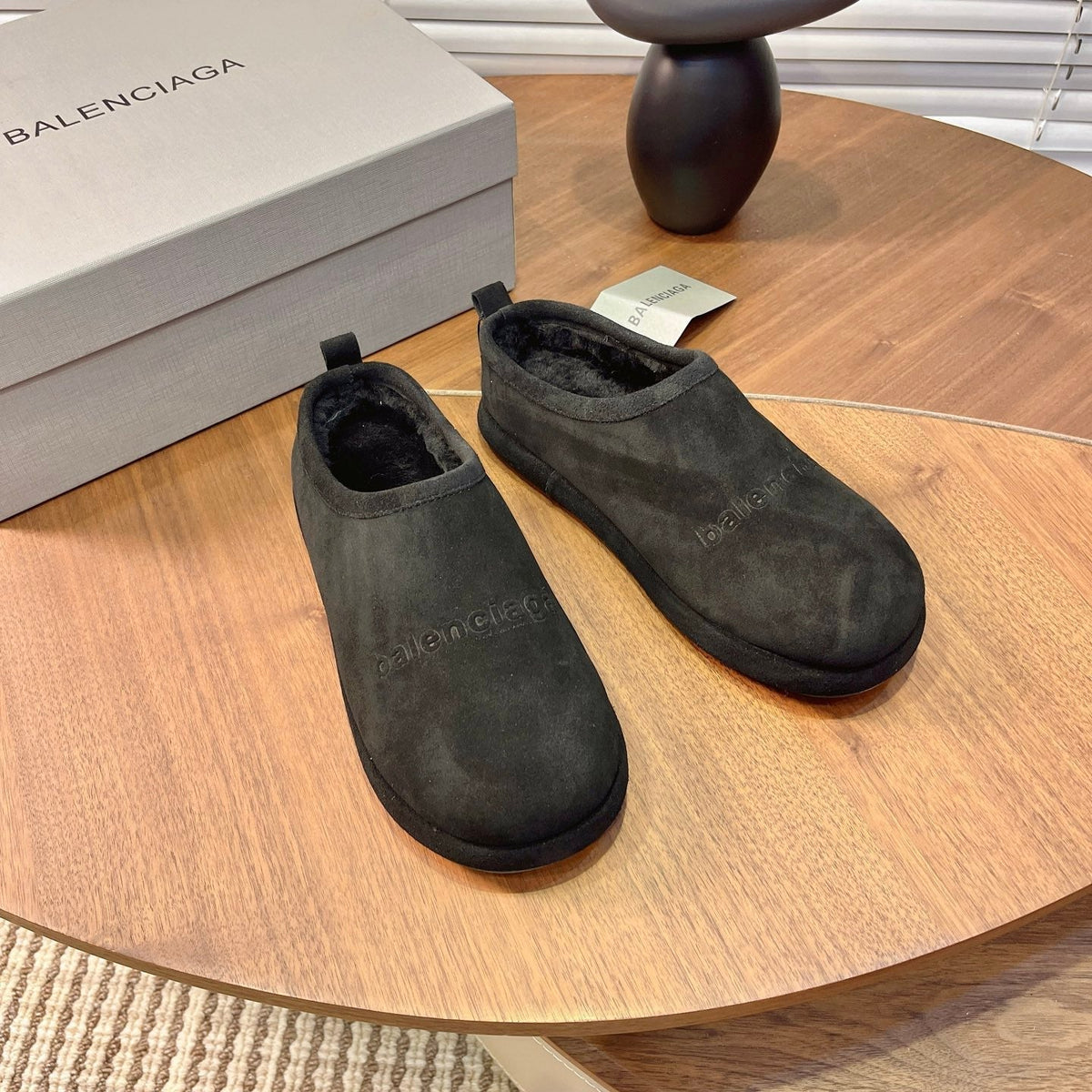 BALENCIAGA 25S AURALEE SLIP-ON 25 MM IN BLACK SUEDE