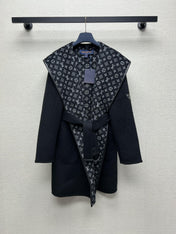 LV MONOGRAM MAXI COLLAR COAT IN BLACK WOOL 288066