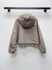 MIUMIU PLAID HOODED JACKET 228063