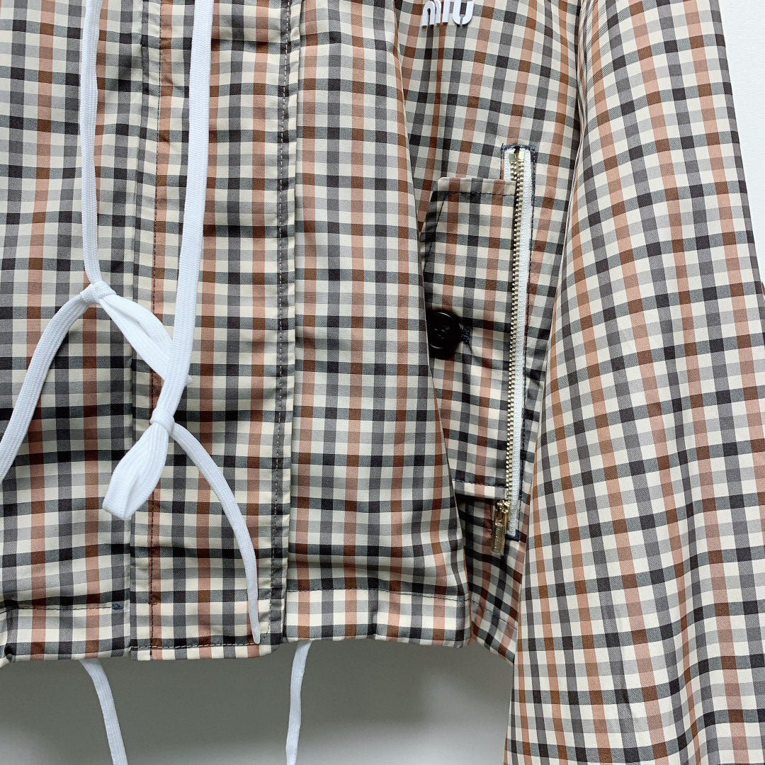 MIUMIU PLAID HOODED JACKET 228063