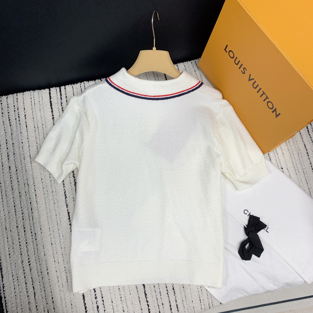 MIUMIU BUTTON-UP KNIT SWEATER WITH LAPEL COLLAR 268101