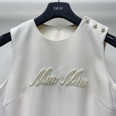 MIUMIU BEADED CREW NECK SHIFT DRESS 268123