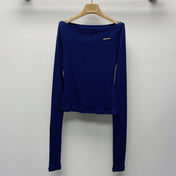 MIUMIU OFF-SHOULDER LOGO T-SHIRT 268133