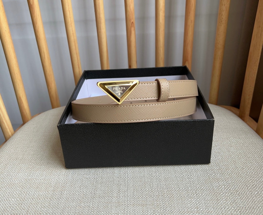PRADA 25S BELT 20 MM IN BEIGE BROWN CALFSKIN 571384