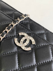 CC WOC 19 BAG IN BLACK CALFSKIN WITH SILVER LOGO