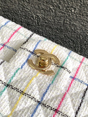 CC MEDIUM 20 FLAP BAG IN WHITE WOOL TWEED